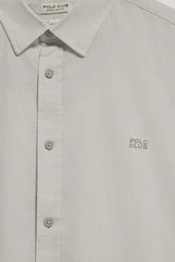 Polo Club Chemises*Chemise e Regular en lin et coton avec logo brodé Gris