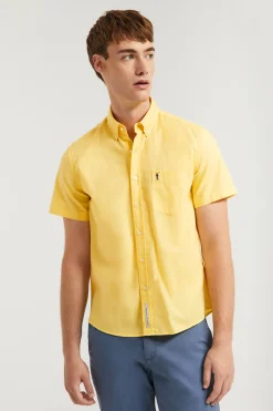 Polo Club Chemises*Chemise jaune en lin avec une poche sur la poitrine et logo Rigby Go Jaune Clair