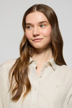Polo Club Chemises*Chemise loose en lin et coton avec monogramme brodé Beige
