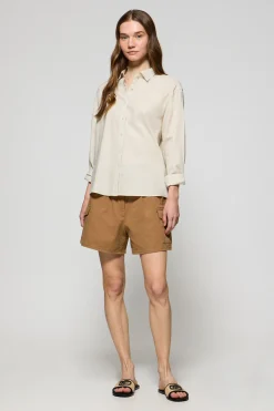 Polo Club Chemises*Chemise loose en lin et coton avec monogramme brodé Beige