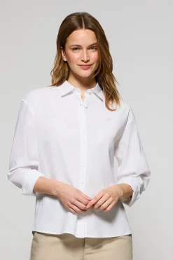 Polo Club Chemises*Chemise loose he en lin et coton avec monogramme brodé Blanc