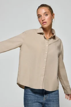 Polo Club Chemises*Chemise loose fit couleur avec logo block Sable