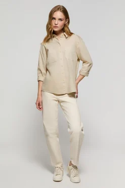 Polo Club Chemises*Chemise loose fit couleur à poches et détail Sable