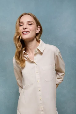 Polo Club Chemises*Chemise loose fit couleur à poches et détail Sable