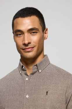 Polo Club Chemises*Chemise marron Williams pied-de-poule avec logo Rigby Go brodé Brun
