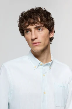 Polo Club Chemises*Chemise rayée bleu clair Oxford avec broderie Bleu Ciel
