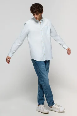 Polo Club Chemises*Chemise rayée bleu clair Oxford avec broderie Bleu Ciel