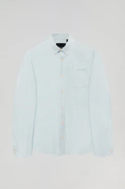 Polo Club Chemises*Chemise rayée bleu clair Oxford avec broderie Bleu Ciel