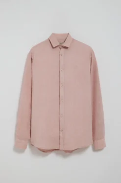 Polo Club Chemises*Chemise en lin garment dye avec monogramme brodé Rose taupe