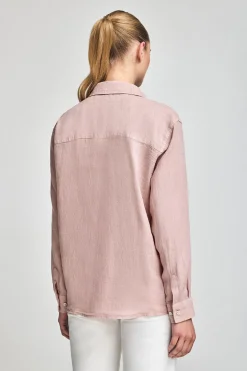 Polo Club Chemises*Chemise en lin garnment dye avec monogramme brodé Rose taupe