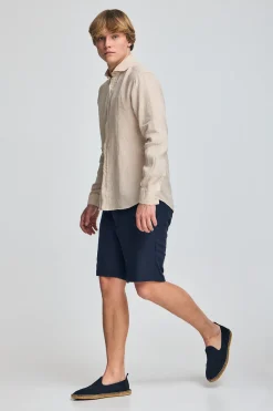 Polo Club Chemises*Chemise en lin garment dye avec une broderie Rigby Go Sable