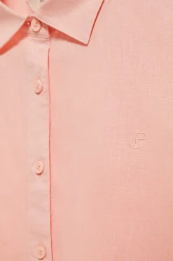 Polo Club Chemises*Chemise loose fit en lin et coton avec monogramme brodé Saumon