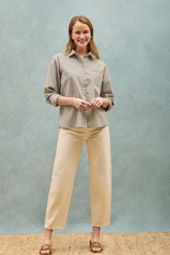 Polo Club Chemises*Chemise Scarlet rayée loose fit à bouton nacré Beige