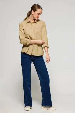 Polo Club Chemises*Chemise Scarlet rayée loose fit à bouton nacré Moutarde