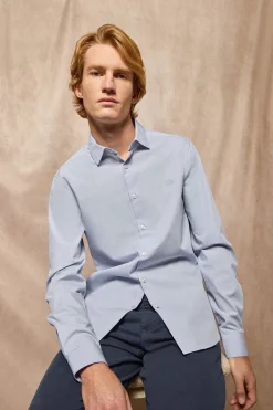 Polo Club Chemises*Chemise Slim en popeline avec logo brodé Bleu Ciel