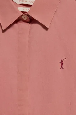 Polo Club Chemises*Chemise Slim en popeline corail avec logo brodé Rigby Go Coral