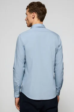 Polo Club Chemises*Chemise Slim en popeline bleu clair avec monogramme brodé Bleu Ciel