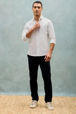 Polo Club Chemises*Chemise Slim en popeline he avec monogramme brodé Blanc