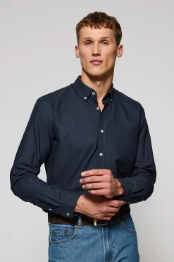Polo Club Chemises*Chemise unie en tissu Oxford avec logo brodé Bleu Marine