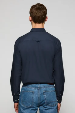 Polo Club Chemises*Chemise unie en tissu Oxford avec logo brodé Bleu Marine