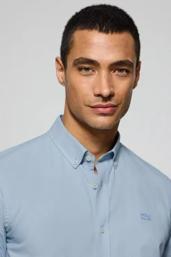 Polo Club Chemises*Chemise unie en tissu Oxford avec logo brodé Bleu Ciel