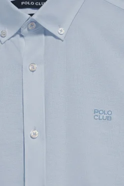 Polo Club Chemises*Chemise unie en tissu Oxford avec logo brodé Bleu Ciel