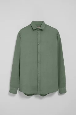 Polo Club Chemises*Chemise en lin garment dye avec monogramme brodé Vert Bouteille