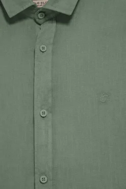 Polo Club Chemises*Chemise en lin garment dye avec monogramme brodé Vert Bouteille