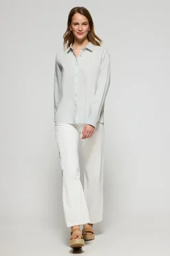 Polo Club Chemises*Chemise loose fit en lin et coton avec monogramme brodé Vert Clair