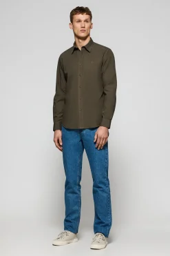 Polo Club Chemises*Chemise en popeline garnment dye avec broderie Rigby Go Vert Foncé