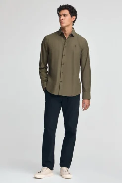 Polo Club Chemises*Chemise vert kaki à coupe slim et col italien avec logo Rigby Go Vert militaire