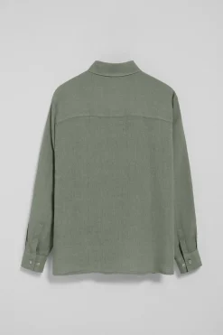 Polo Club Chemises*Chemise vert kaki en lin garnment dye avec monogramme brodé Vert militaire