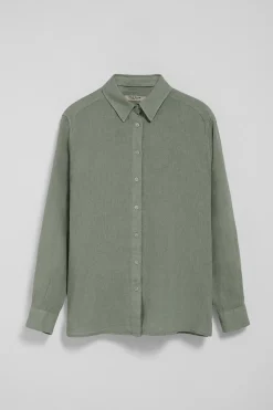 Polo Club Chemises*Chemise vert kaki en lin garnment dye avec monogramme brodé Vert militaire