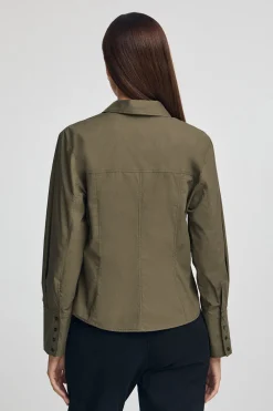 Polo Club Chemises*Chemise vert olive à coupe slim et col en V Olive Verte