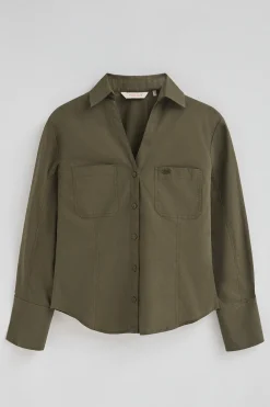 Polo Club Chemises*Chemise vert olive à coupe slim et col en V Olive Verte