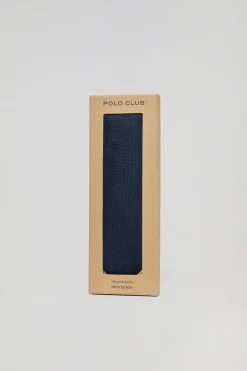 Polo Club Accessoires*Cravate en soie bleue unie avec logo Bleu Marine