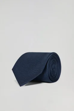 Polo Club Accessoires*Cravate en soie bleue unie avec logo Bleu Marine