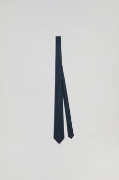Polo Club Accessoires*Cravate en soie bleue unie avec logo Bleu Marine