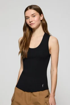 Polo Club Pulls*Débardeur côtelé avec Rigby Go brodé Noir