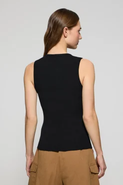 Polo Club Pulls*Débardeur côtelé avec Rigby Go brodé Noir
