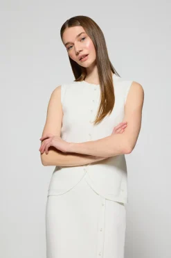 Polo Club Pulls*Gilet en maille Lalisa boutonné avec bouton nacré Beige