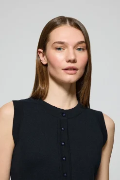 Polo Club Pulls*Gilet en maille Lalisa boutonné avec bouton nacré Bleu Marine