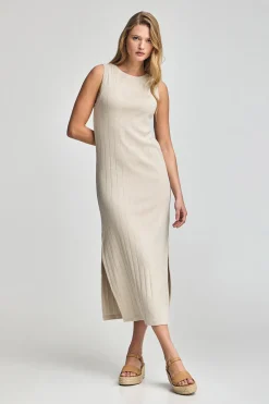Polo Club Robes*Longue robe en côtes brodée d’un monogramme Beige
