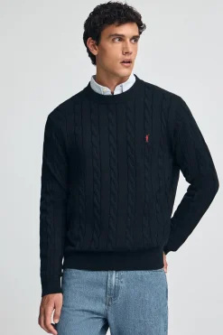Polo Club Pulls|Packs*Lot de deux pulls en maille tressée en laine mélangée bleu marine et noir pour homme avec broderie Rigby Go Multicolore
