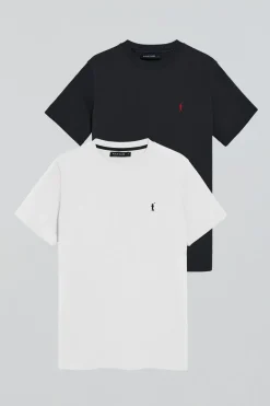 Polo Club Packs|T-Shirts*Lot de deux T-shirts bleu marine et blanc avec col ras du cou et logo brodé Rigby Go Multicolore