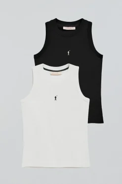 Polo Club Packs|T-Shirts*Lot de deux T-shirts noir et blanc sans manches à col ras du cou avec logo brodé Rigby Go Multicolore