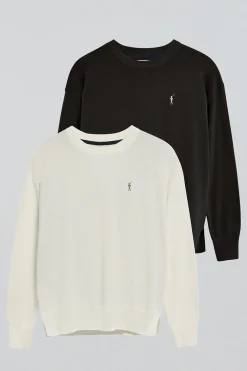 Polo Club Pulls|Packs*Lot de deux T-shirts noir et beige en maille à col ras du cou et Rigby Go brodé Multicolore