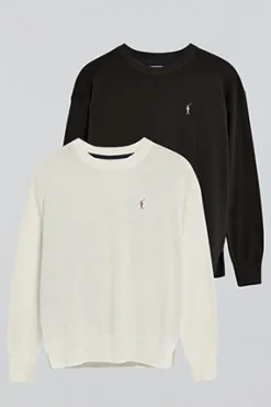 Polo Club Pulls|Packs*Lot de deux T-shirts noir et beige en maille à col ras du cou et Rigby Go brodé Multicolore