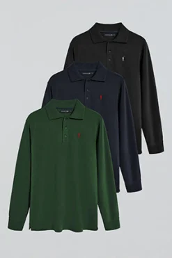 Polo Club Packs|Polos*Lot de trois polos à manches longues en bleu marine, noir et vert bouteille avec logo Rigby Go Multicolore