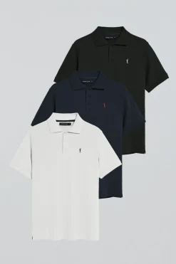 Polo Club Packs|Polos*Lot de trois polos à trois boutons noir, bleu marine et blanc avec logo Rigby Go Multicolore